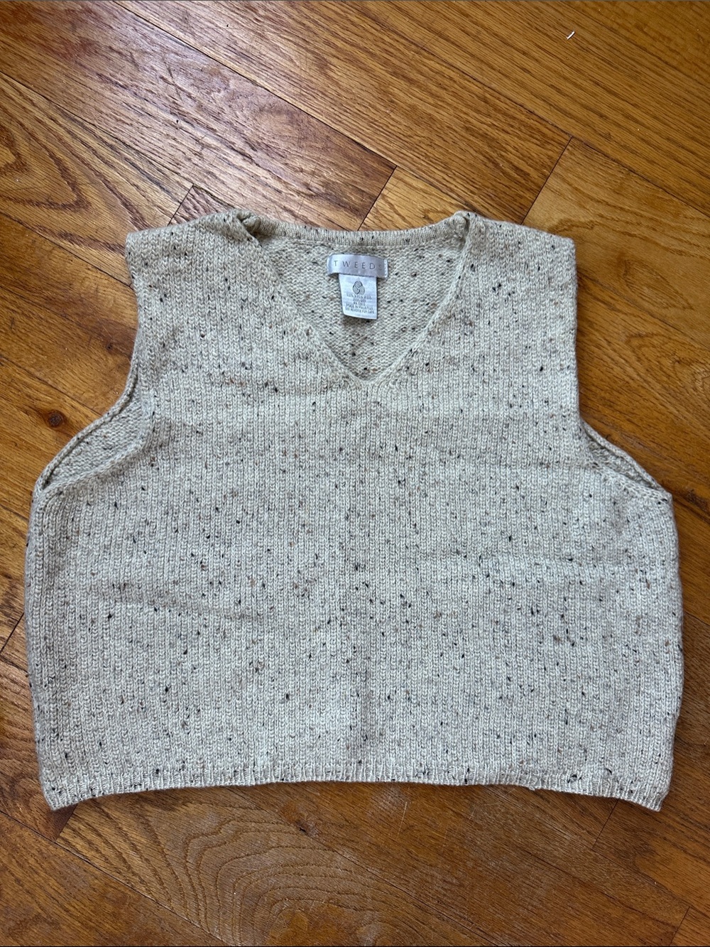 Vintage Speckled Oatmeal V-Neck Sweater Vest